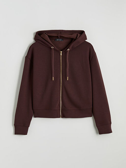 Kap??onlu Kad?n Fermuarl? Sweatshirt