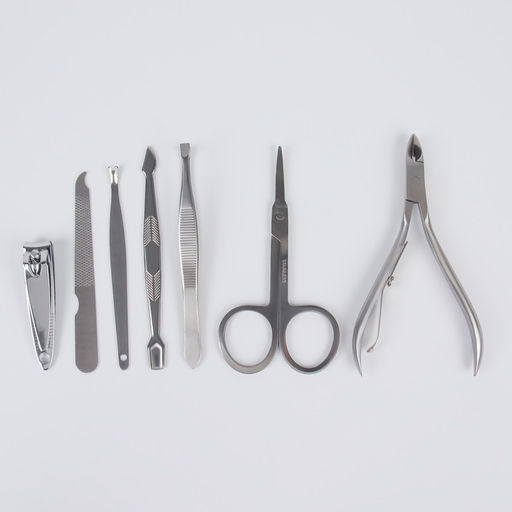 Набор маникюрный, 7 предметов, в футляре, коричневый