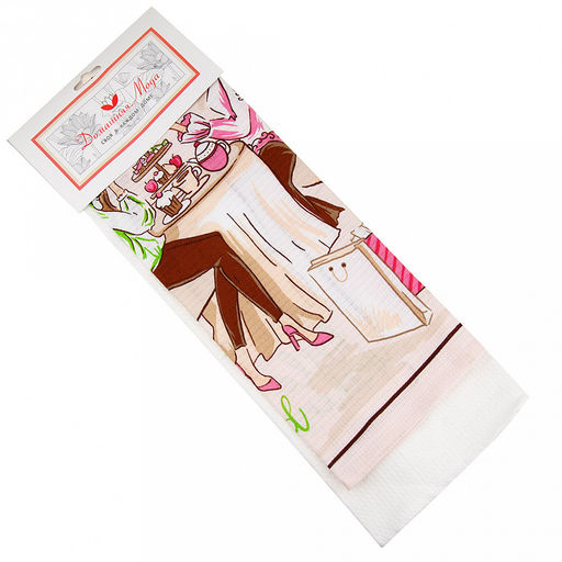 Кухонный комплект "Девочки-2": полотенце вафельное 50х60см - набор 2шт, "Домашняя мода" (Россия)