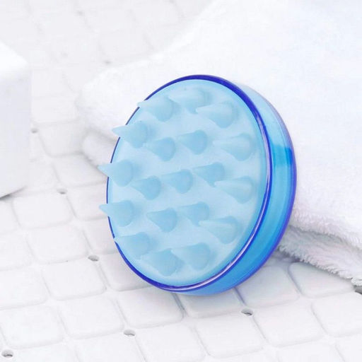 Nail Art Массажная силиконовая щетка для мытья волос и кожи головы, синий  фото 2