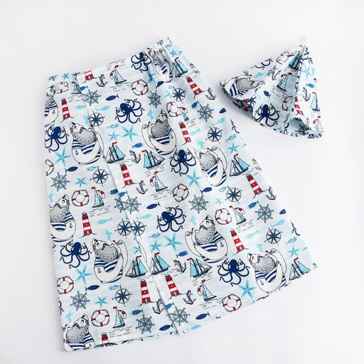 Набор для сауны Этель Капитан килт 75*144 см + шапка, вафля 200г/м2, 100% хл  фото 4