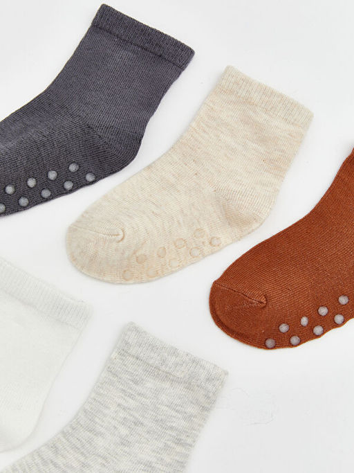 Kayd?rmaz Tabanl? Erkek Bebek Soket ?orap 5li