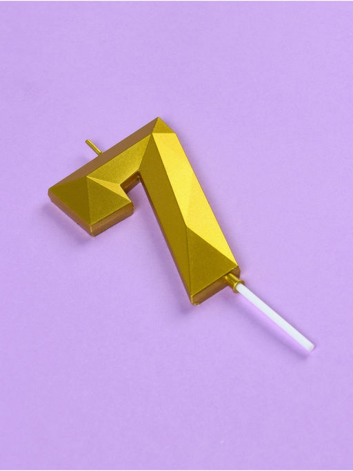 Свеча в торт на шпажке «Грань», цифра 7, золотая, 9 см, ГИГАНТ