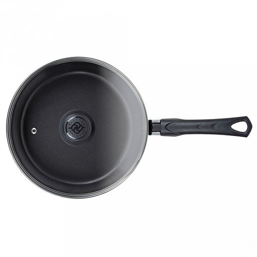 "Azure" Сотейник с антипригарным покрытием д24см "Сатин", h6,3см, s0,18см, стеклянная крышка (Россия)