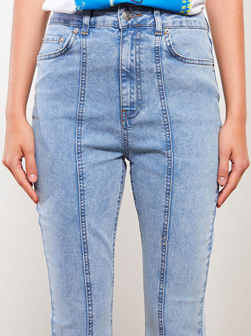 Y?ksek Bel Wideleg D?z Geni? Pa?a Kad?n Rodeo Jean Pantolon