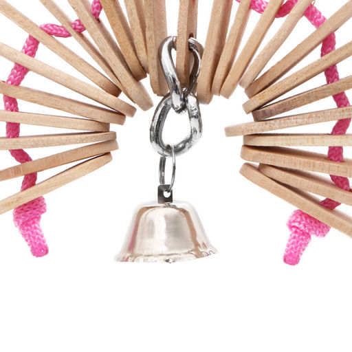 Игрушка для птиц Веер с колокольчиком, натуральное дерево, 25 х 20 см - Пижон фото 2