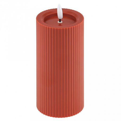 Свеча интерьерная, светодиодная на батарейках д7,4см h15(17,5)см, свет теплый, с мерцанием, матовый пластик, цвет красный, питание от 2-х батареек АА (в комплект не входят) (Китай)