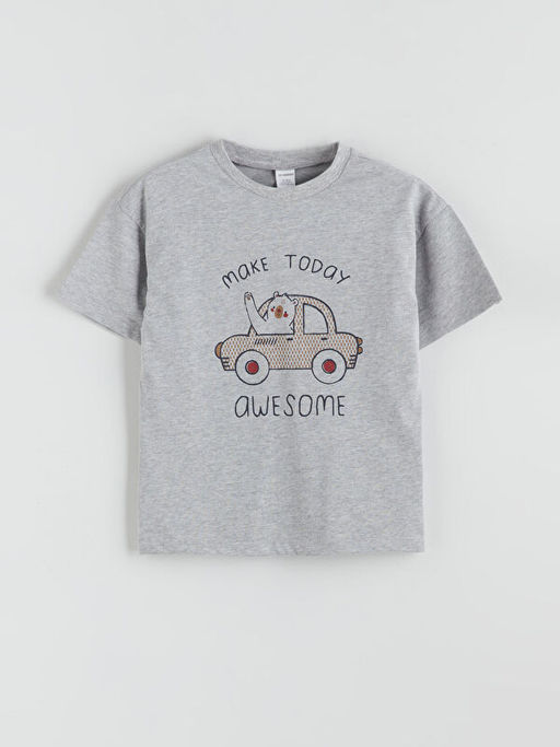 Bask?l? Erkek ?ocuk Pijama ?st