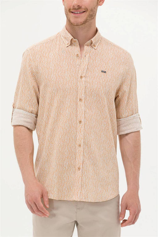 U. S. Polo Assn Мужская рубашка светло-коричневого цвета с длинным рукавом - U.s. polo assn фото 13