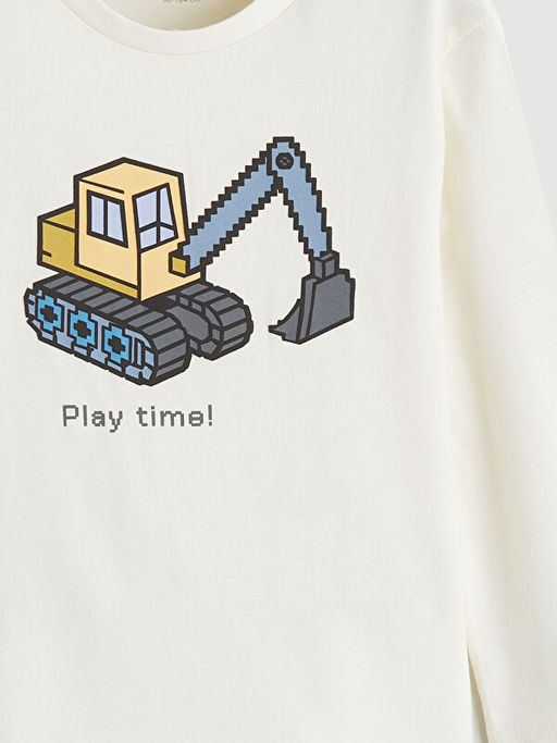 Bisiklet Yaka Bask?l? Erkek Bebek Ti??rt