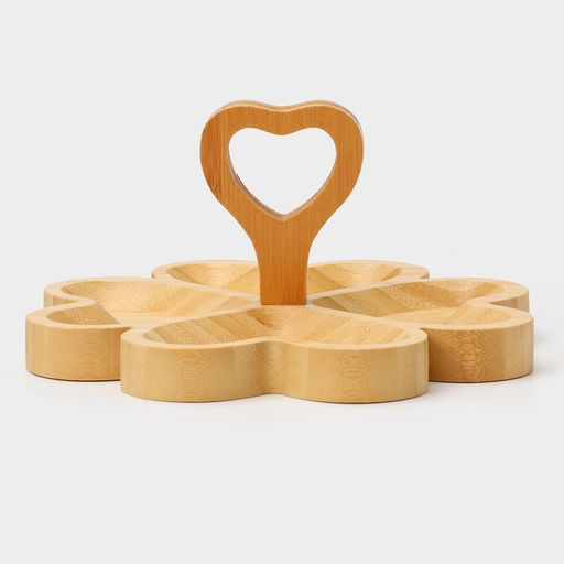 Менажница Доляна Цветок, 19.5?19.5 см, 4 секции, бамбук