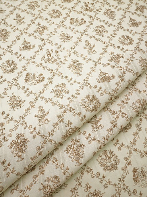 Фактурный хлопок с мережкой-полосой Летний прованс цв.коричневый, ш.1.45м, хл-100%, 90гр/м.кв - Купава фото 2