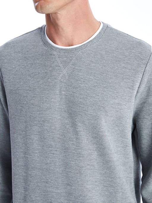 Bisiklet Yaka Uzun Kollu Erkek Sweatshirt
