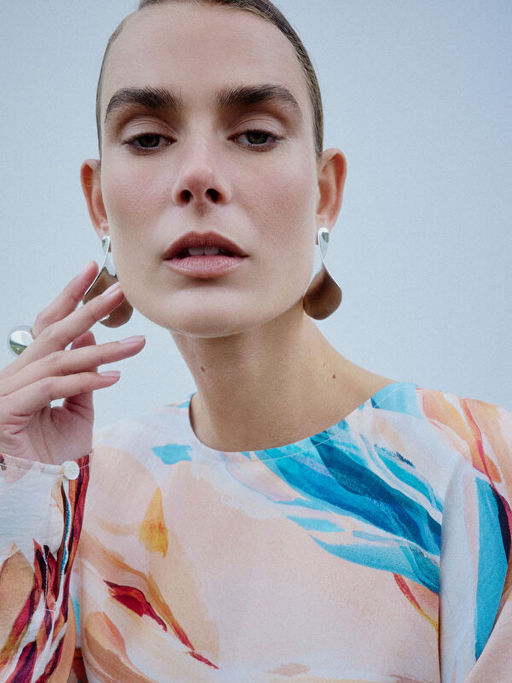 Bisiklet Yaka Desenli Elbise