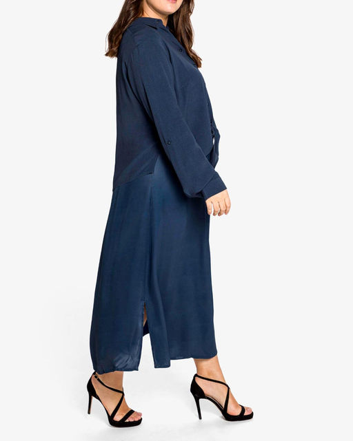 Сатиновое платье и блузка, синие - Sheego фото 3