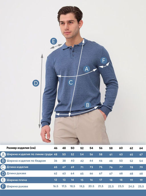 Джемпер мужской с воротником поло GREG G128-AC590 (синий м.)  фото 7