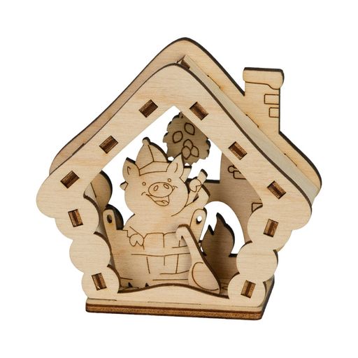 Заготовка для декорирования Mr. Carving ВД-579 Подвеска 3D фанера 8.5 х 8 х 3.5 см СК/Распродажа Свинка в бане