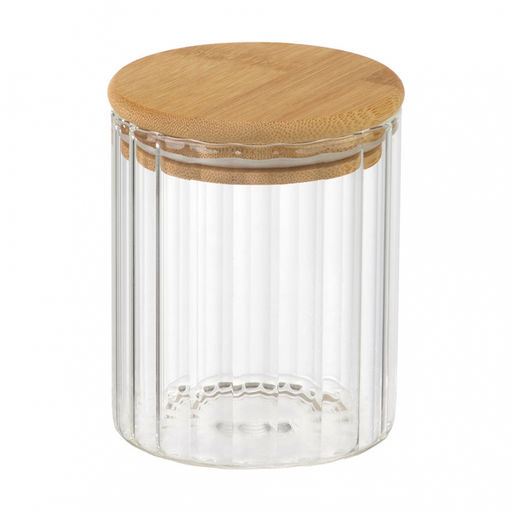 Банка из рельефного стекла 450 мл, AROMA RIVIERA, с кр. из бамбука арт. 108278