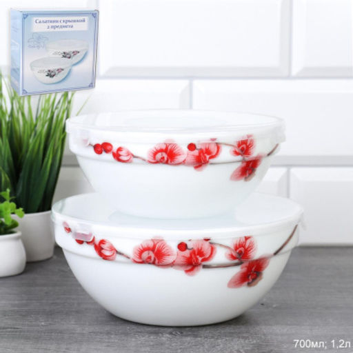 Салатник с крышкой 2 предмета / SW2A (6755) /уп 18/ Орхидея на ветке - ГалеонТрейд фото 6