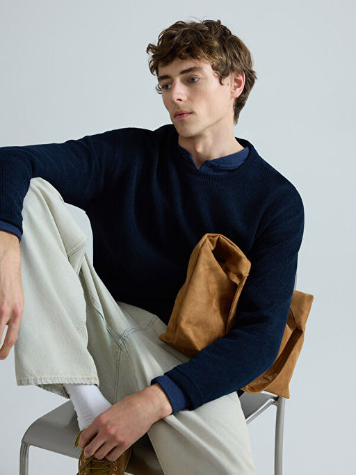 Bisiklet Yaka Erkek Triko Kazak