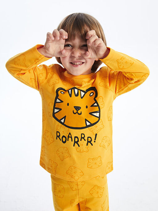 Bisiklet Yaka Uzun Kollu Desenli Erkek Bebek Pijama Tak?m? - Waikiki фото 3