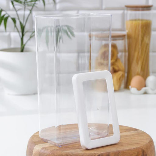 Банка для хранения сыпучих продуктов IDEA «Степ», 3.2 л, 16×10×28 см, пластик, крышка белая