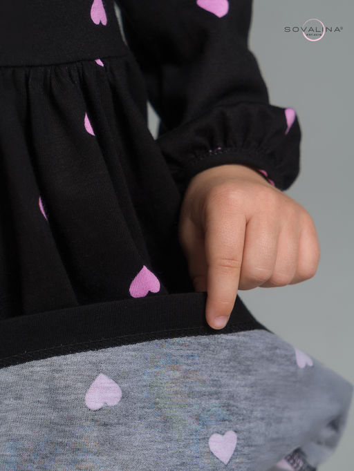 Платье Моана розовые сердечки на черном - Sovalina фото 25