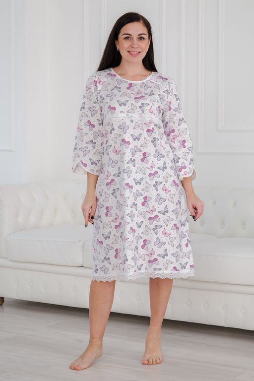 Ночная сорочка женская из футера Капучино бабочки - Амадэль фото 6