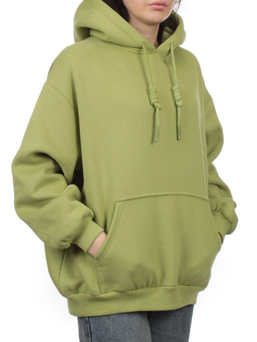 2214 LIGHT GREEN Толстовка женская (85% хлопок, 10% полиэстер, 5% спандекс) - Fashion фото 2