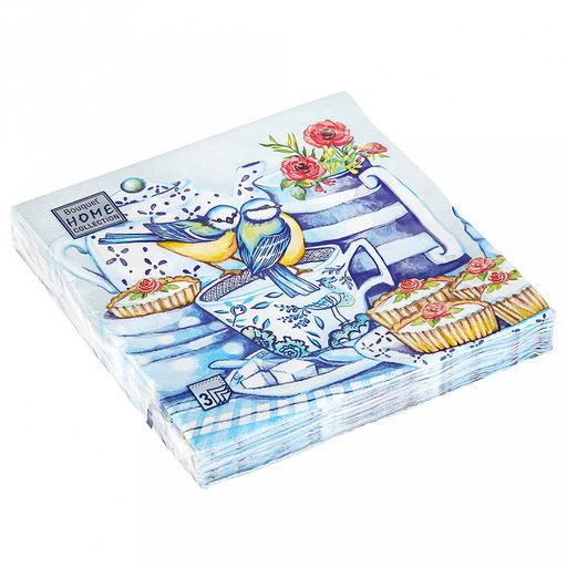 Салфетки бумажные Bouquet Home Collection Classic 33х33см, 3-х слойные, 20 штук в упаковке, 100% целлюлоза, Утренний натюрморт (Россия)  фото 2