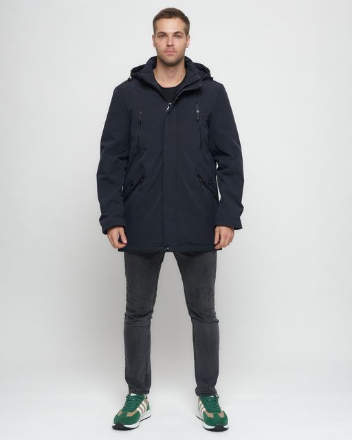 Парка спортивная мужская с капюшоном темно-синего цвета 3369TS - Wonderrman фото 2