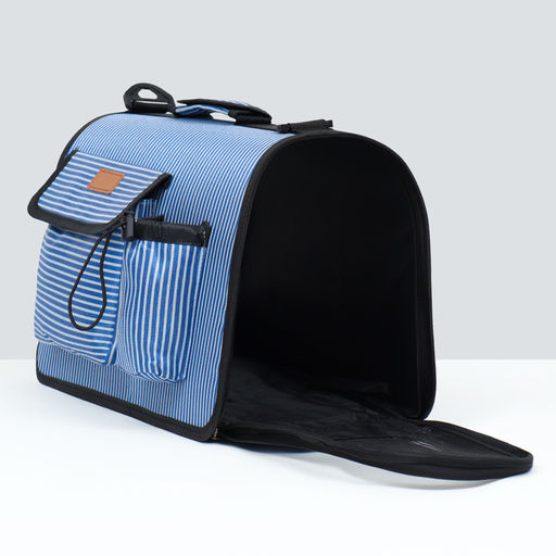 Сумка-переноска с органайзером в полоску, размер М (44,5 х 26 х 40 см), голубой - Пижон фото 4