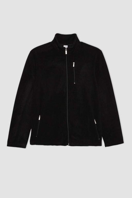 Флисовый кардиган стандартного кроя с воротником-стойкой - Defacto фото 6