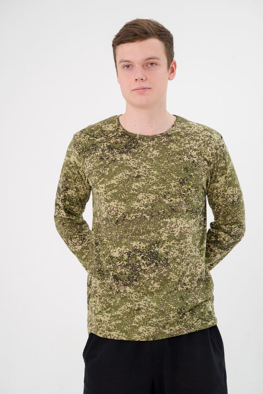 Футболка мужская длинный рукав из кулирки цифра светло-зеленый - Амадэль фото 2