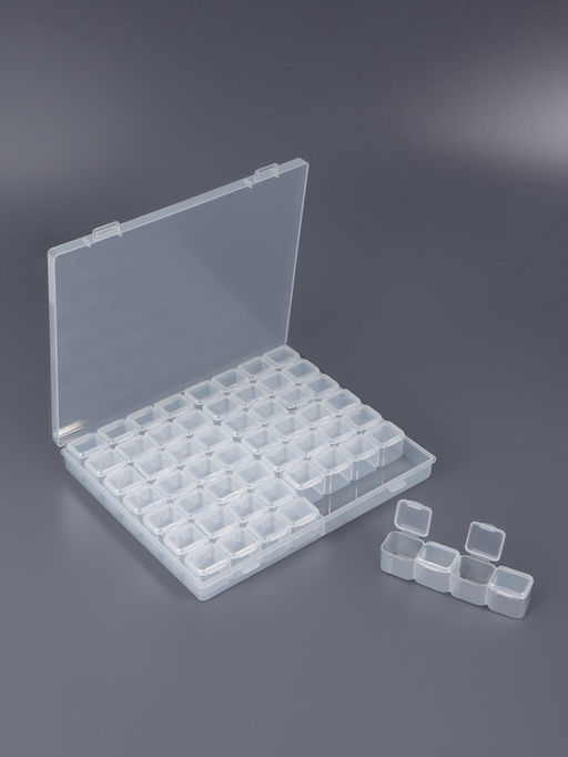 Цена за 2 шт. Органайзер для хранения мелочей, 56 ячеек, 21×17.5×2.5 см, прозрачный