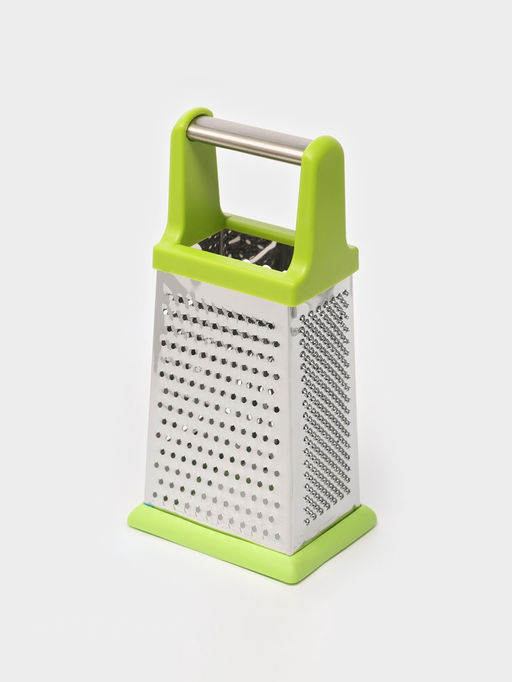 Тёрка четырёхгранная Доляна «Энергия», 10×8×20 см, прорезиненное дно, нержавеющая сталь, зелёная