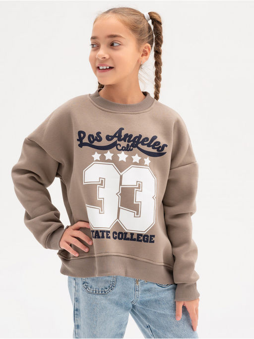 Свитшот "33" детский девочка капучино