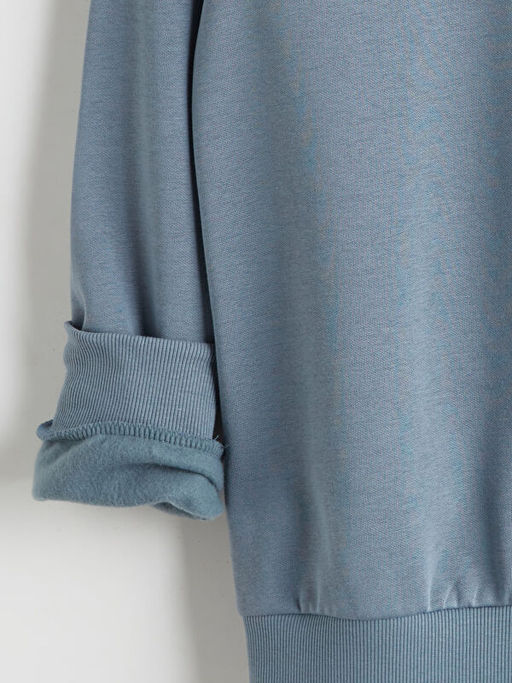 Bisiklet Yaka Bask?l? Erkek Sweatshirt