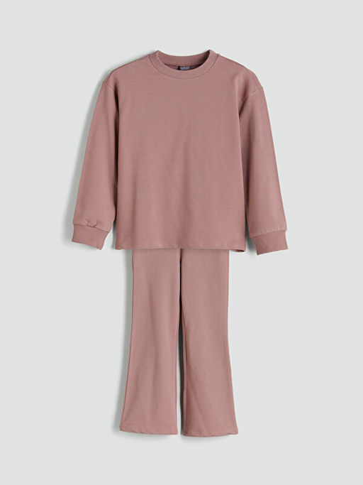 Bisiklet Yaka K?z ?ocuk Sweatshirt ve Tayt