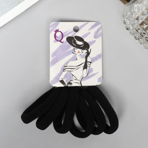 Цена за 5 шт. Резинка для волос "Амелия" (набор 6 шт) тайна, 4 см, чёрный