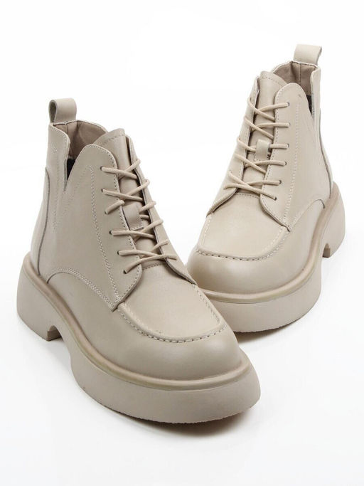 01-XKL22-107R LT. BEIGE Ботинки демисезонные женские (натуральная кожа, байка)