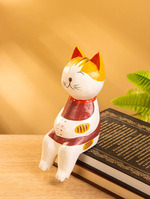 Сувенир «Кот сидячий», 6×6×15 см, дерево, красный