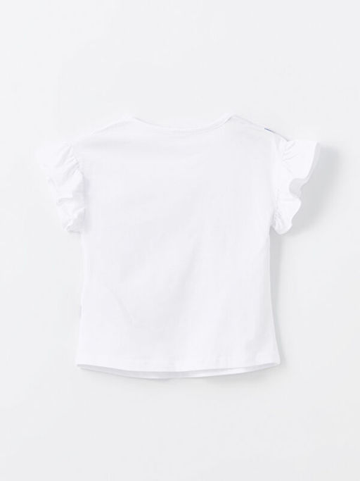 Bisiklet Yaka Bask?l? F?rf?rl? K?z ?ocuk Ti??rt