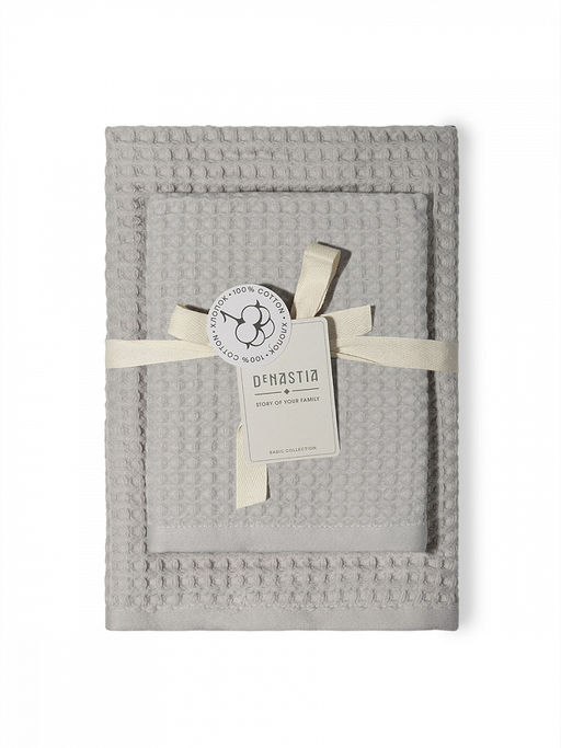 Набор полотенец вафельных 2шт 70x140, 50x90 светло-серый вафельное полотно