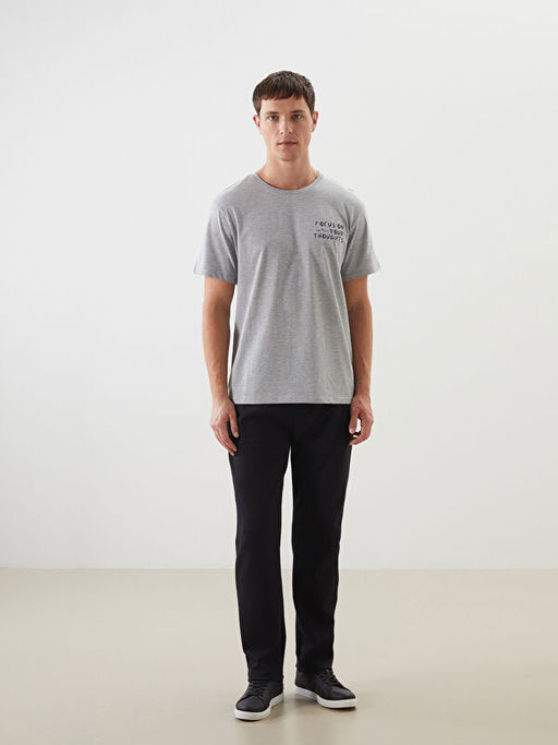 Bisiklet Yaka Bask?l? Erkek Ti??rt