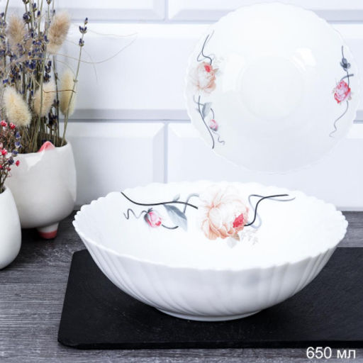 Салатник 650 мл 175 мм тарелка глубокая / TW-70 (7315) /уп 48/ Чайная роза на ветке - Галеонтрейд фото 2