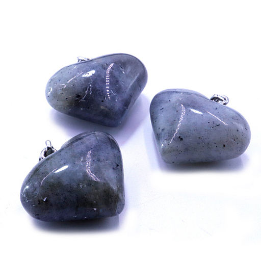 Подвеска Сердечко объемное из камня Лабрадор дарует удачу и везение 2см