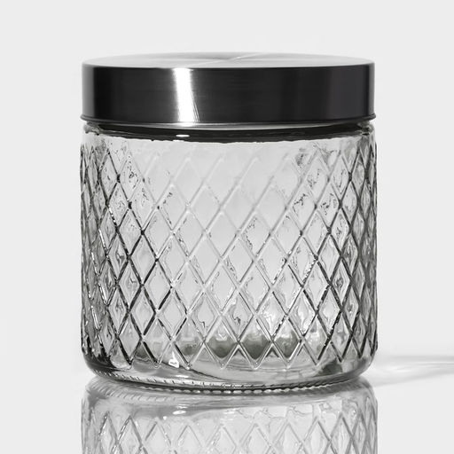 Банка для хранения сыпучих «Премиум», 850 мл, 11×12 см, с металлической крышкой, стекло