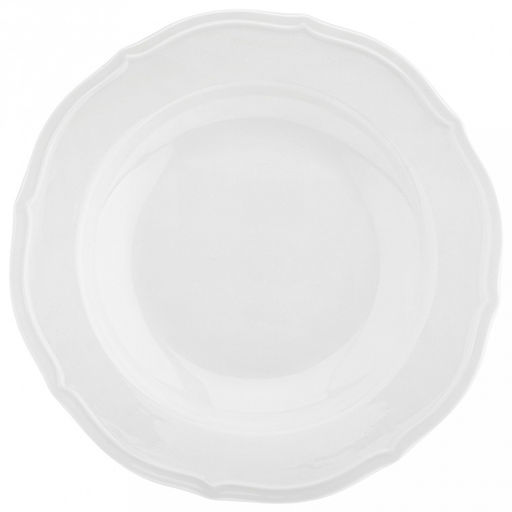 "Совершенство" Тарелка глубокая фарфоровая д255мм h39мм, 620мл, белый, рельефный декор, волнистый край (Китай)