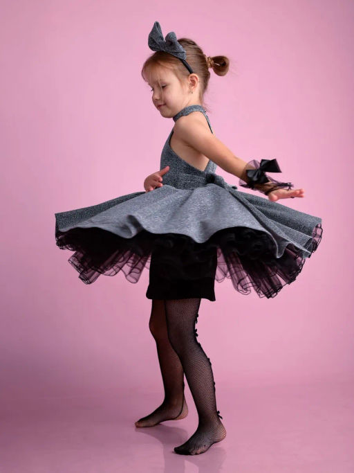 ПЛ597-Л Платье Звездное сияние ЦВЕТ: ТЕМНО-СЕРЫЙ